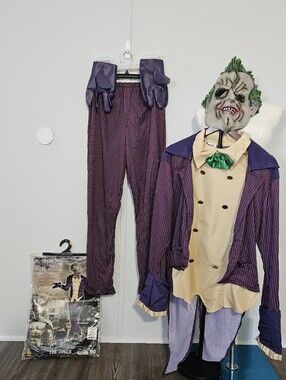 The Joker Halloween Costume Batman Arkham Franchise with Head Mask Gloves and Or